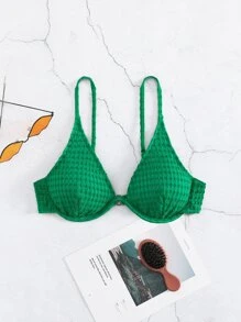Solid Underwire Bikini Top - Green - View 1