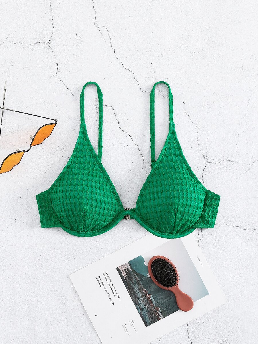 Solid Underwire Bikini Top - Green - View 1