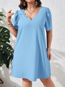 SHEIN Clasi Vestido de manga farol ribete en abanico