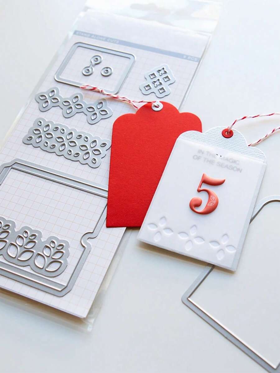 1入組幾何形狀切割模具極簡主義幾何設計碳鋼蝕刻模板工藝模具用於DIY - 銀色 - 查看 1