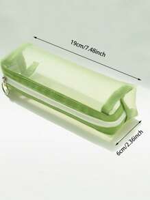 1peça cor sólida malha Suprimentos de escritório & escola simples portátil Caneta Sacola para estudante Suprimentos de escritório & escola Organizador - Rosa - Ver 2