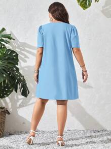SHEIN Clasi Vestido de manga farol ribete en abanico