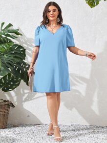 SHEIN Clasi Vestido de manga farol ribete en abanico