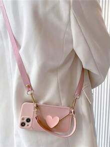 Multipurpose Phone Case With Shoulder Strap, Carrying Handle, Card Slot And Coin Pouch Compatible With Iphone 15pro Max, Compatible With Xiaomi, Compatible With Huawei, Compatible With Samsung Protective Cover,International Version, Not The Domestic Version - Pink - View 3