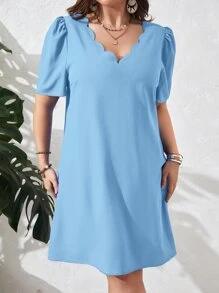 SHEIN Clasi Vestido de manga farol ribete en abanico