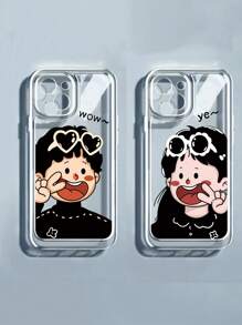 Coque de téléphone transparente à motif garçon dessin animé motif
