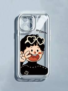 Coque de téléphone transparente à motif garçon dessin animé motif