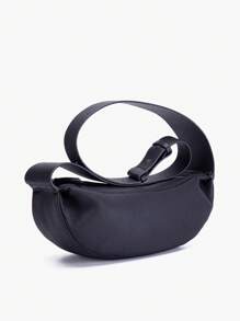 Donnain Black Genuine Leather Sling Bag Women Stylish Crescent Chest Bag Hobo Bag - Black - View 1