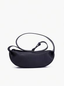 Donnain Black Genuine Leather Sling Bag Women Stylish Crescent Chest Bag Hobo Bag - Black - View 5