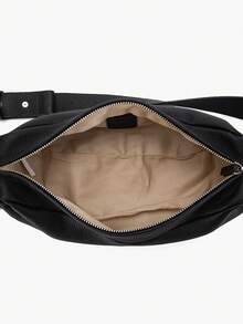 Donnain Black Genuine Leather Sling Bag Women Stylish Crescent Chest Bag Hobo Bag - Black - View 7