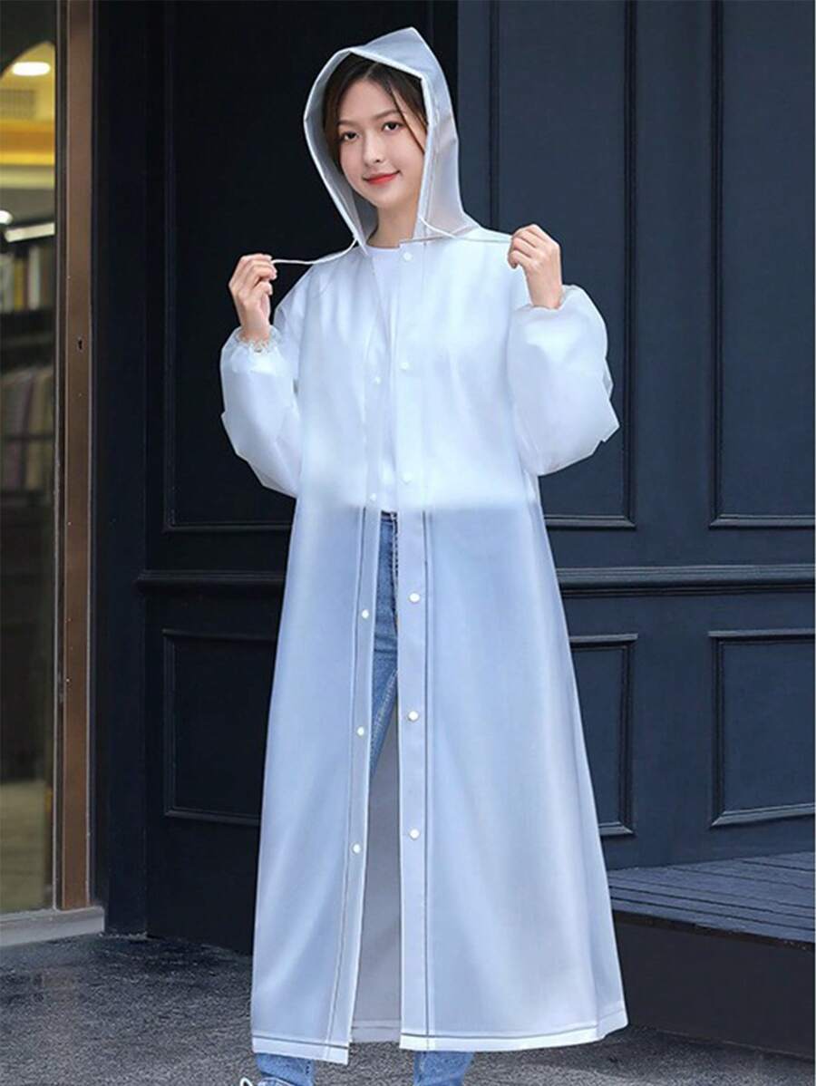 1 áo mưa trùm đầu dây rút trơn - trắng - Xem 1