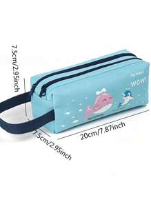 1入組卡通熊圖案文具袋可愛大容量筆袋適合學校學生文具收納袋 - 黃色 - 查看 2