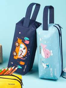 1入組卡通熊圖案文具袋可愛大容量筆袋適合學校學生文具收納袋 - 黃色 - 查看 8