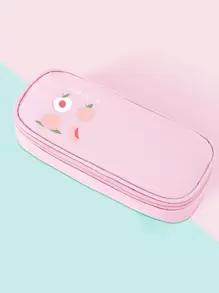1 Peça Simples Pêssego Forma Estojo De Lápis , Cor Aleatória - Rosa - Ver 2