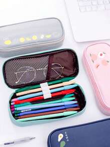 1pc Simple Peach Shaped Pencil Case (random Color)