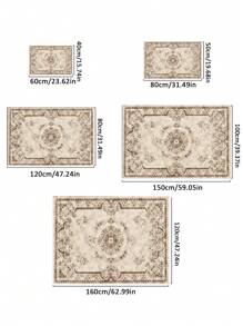 1pc Mandala Pattern Anti-slip Rug, Boho Geometric Frame Design Floor Mat For Living Room And Bedroom - Multicolor - View 2