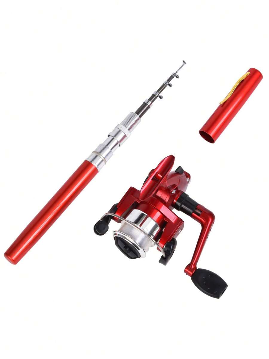 1set Pen Design Fishing Rod Spinning Type Fishing Reel Pocket Ice Fishing Rod - Red - View 1
