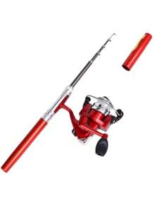 1set Pen Design Fishing Rod Spinning Type Fishing Reel Pocket Ice Fishing Rod - Red - View 2
