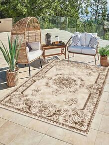 1pc Mandala Pattern Anti-slip Rug, Boho Geometric Frame Design Floor Mat For Living Room And Bedroom - Multicolor - View 4