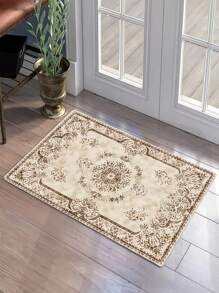 1pc Mandala Pattern Anti-slip Rug, Boho Geometric Frame Design Floor Mat For Living Room And Bedroom - Multicolor - View 5