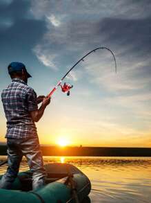 1set Pen Design Fishing Rod Spinning Type Fishing Reel Pocket Ice Fishing Rod - Red - View 4