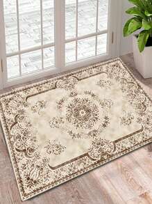 1pc Mandala Pattern Anti-slip Rug, Boho Geometric Frame Design Floor Mat For Living Room And Bedroom - Multicolor - View 9