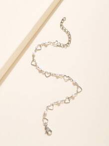 愛心裝飾腳錬 - 銀色 - 查看 2