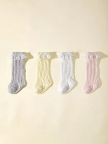 4雙嬰兒鏤空防蚊襪適合夏天 - 彩色 - 查看 3