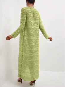 SHEIN Privé Bộ đồ hai mảnh nữ màu trơn Thanh lịch - Màu xanh chanh - Xem 2