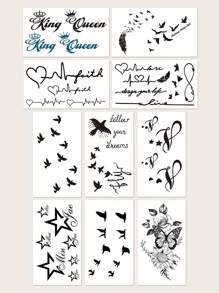 10pcs Flower Pattern Temporary Tattoo Sticker Bf06