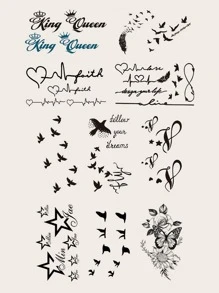 10pcs Flower Pattern Temporary Tattoo Sticker Bf06