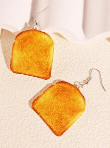 1對時尚模擬吐司耳墜適合女士日常裝飾 - 棕色 - 查看 1