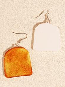 1對時尚模擬吐司耳墜適合女士日常裝飾 - 棕色 - 查看 2