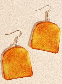 1對時尚模擬吐司耳墜適合女士日常裝飾 - 棕色 - 查看 4