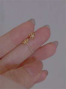 Cubic Zirconia Decor Stud Earrings - Yellow Gold - View 6