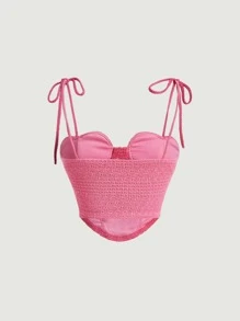 SHEIN MOD Tie Shoulder Bustier Cami Top - Pink - View 2