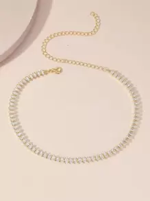 1 collar de circonia con forma de ojo de caballo geométrico para mujer, versátil para ocasiones diarias y formales