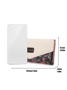 Korean Style Ditsy Floral & Diamond Pattern Colorblock Envelope Clutch Wallet School Supplies Teacher Gifts Back To School For Women Wallet Purse Wallet Long Wallet - Multicolor - View 3