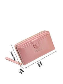 PU Long Wallet Pink Letter Detail Bifold - Pink - View 3