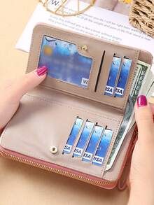 PU Long Wallet Pink Letter Detail Bifold - Pink - View 5