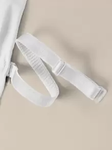 Sujetador casual sin espalda de tela blanca con un ligero estiramiento para mujeres - Blanco - Ver 5