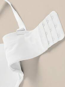 Sujetador casual sin espalda de tela blanca con un ligero estiramiento para mujeres - Blanco - Ver 7