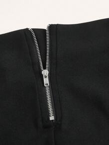 ROMWE PUNK Váy nữ Dây kéo Thùa khuyết màu trơn Gợi cảm - màu đen - Xem 3