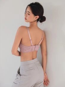 DAZY Floral Lace Underwire Bra - Dusty Pink - View 2