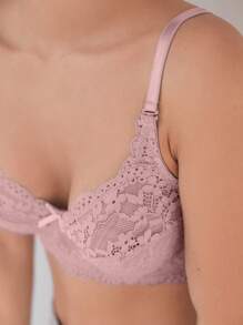 DAZY Floral Lace Underwire Bra - Dusty Pink - View 4
