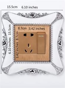 1 ABS Công Tắc Ổ Cắm Dán Tường Phong Cách Châu Âu Trái Tim Thiết Kế Công Tắc Miếng Dán Kính Cường Lực Cho Gia Đình - trắng - Xem 3