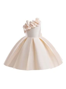 Elegant Floral Jacquard Party Dress, Suitable For Evening, Birthday, Vacation, Without Headband - 香檳色 - 查看 2