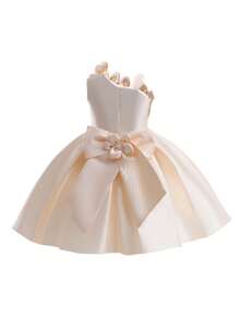 Elegant Floral Jacquard Party Dress, Suitable For Evening, Birthday, Vacation, Without Headband - 香檳色 - 查看 3