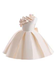Elegant Floral Jacquard Party Dress, Suitable For Evening, Birthday, Vacation, Without Headband - 香檳色 - 查看 4