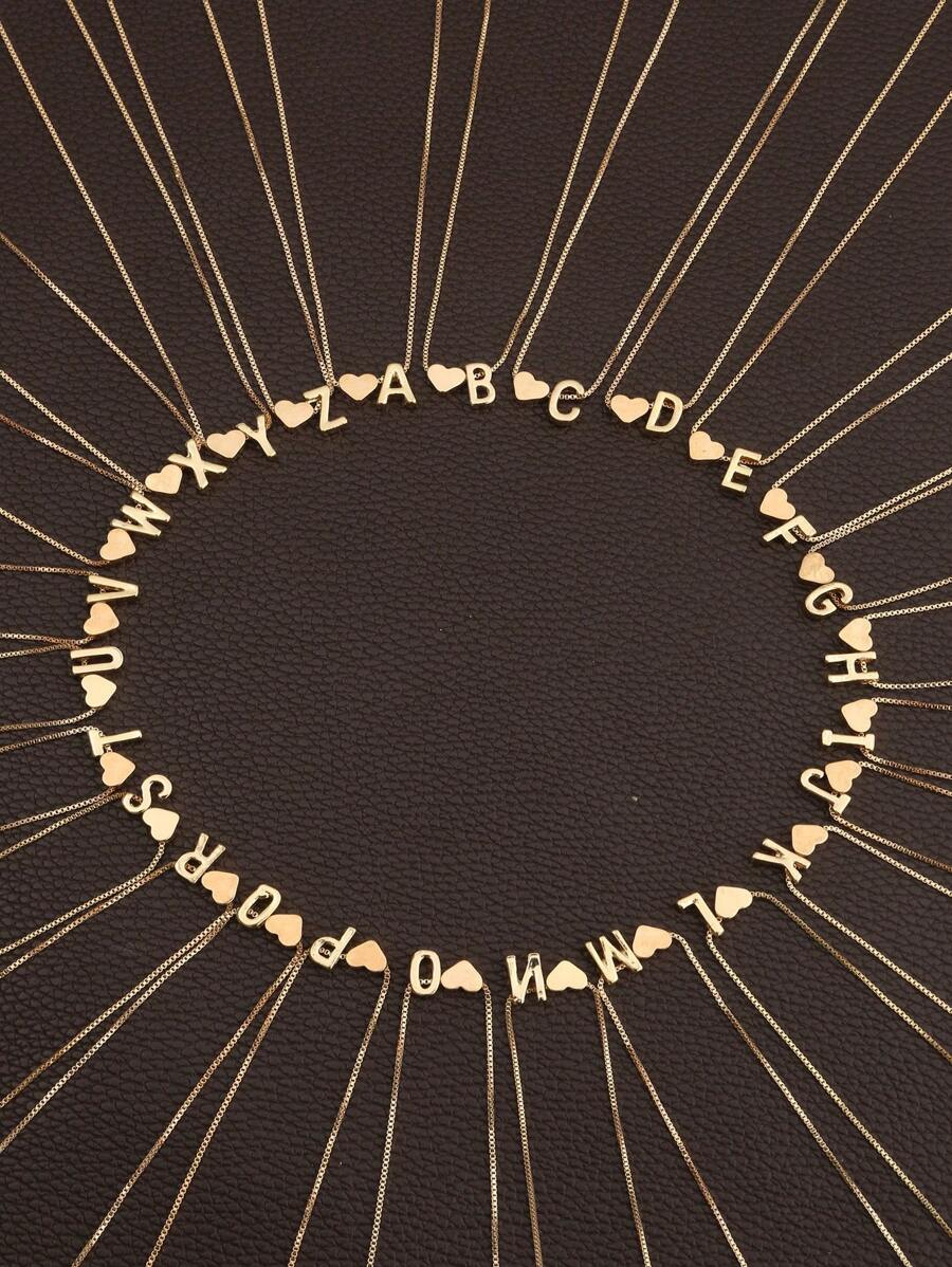 字母裝飾項鍊 - 金黃色 - 查看 1